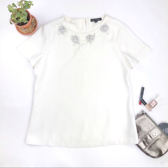 Banana Republic Short Sleeve Top Crepe Embellished - Picture 5 of 8